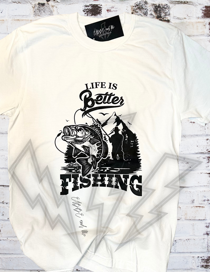 life is better fishing mens tee